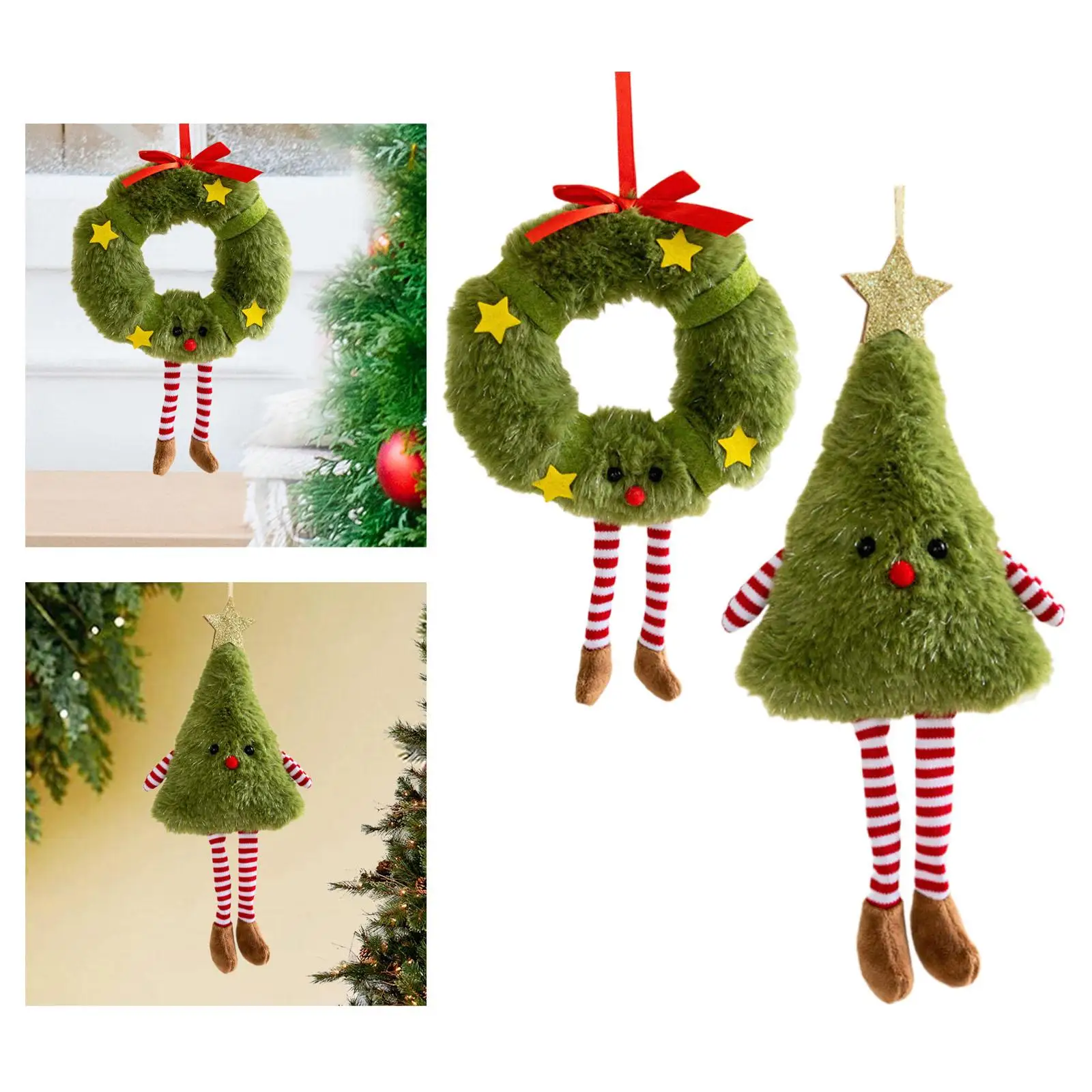 Christmas Tree Plush Pendant Display Lovely Charm Gift Party Decor Christmas Decoration for Window Wall Holiday Door Fireplace