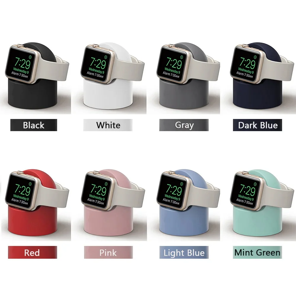 Ladeständer für Apple Watch Serie Ultra/8/SE2/7/6/SE/4/3 49 mm/45 mm/44 mm/42 mm/41 mm/40 mm/38 mm, langlebiger Silikon-Nachttischmodus – Detail 2