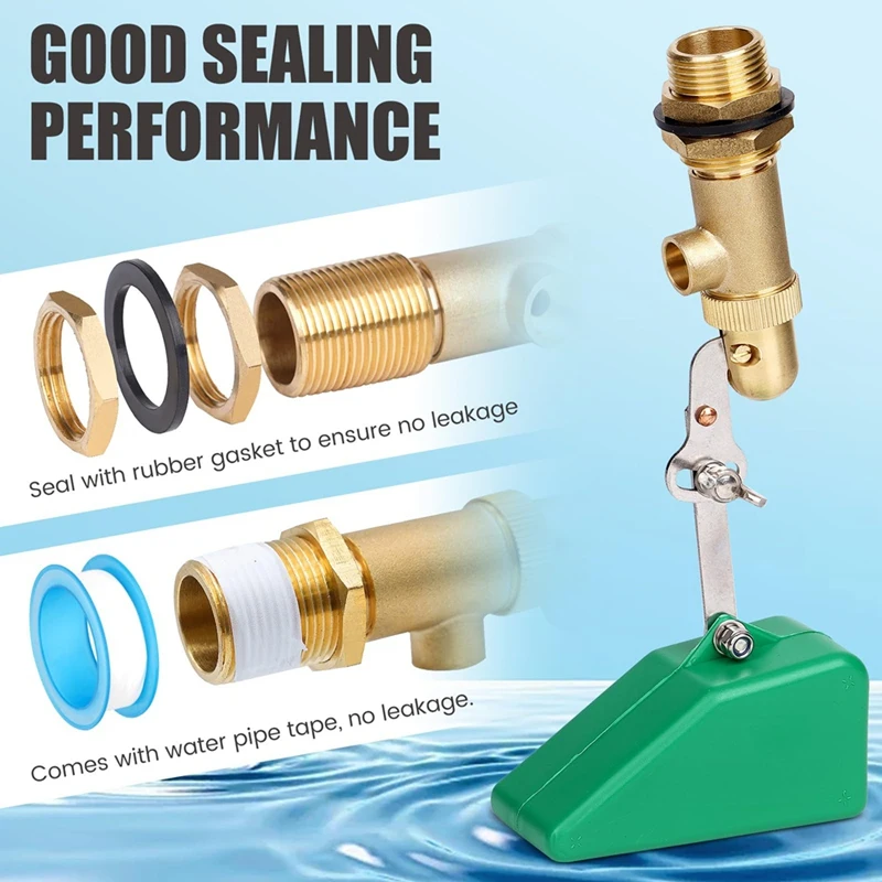 BAAG-3/4Inch Float Valve,Brass Water Float Valve For Water Tank,Float Ball Valve With Adjustable Arm,Auto Water Level Control