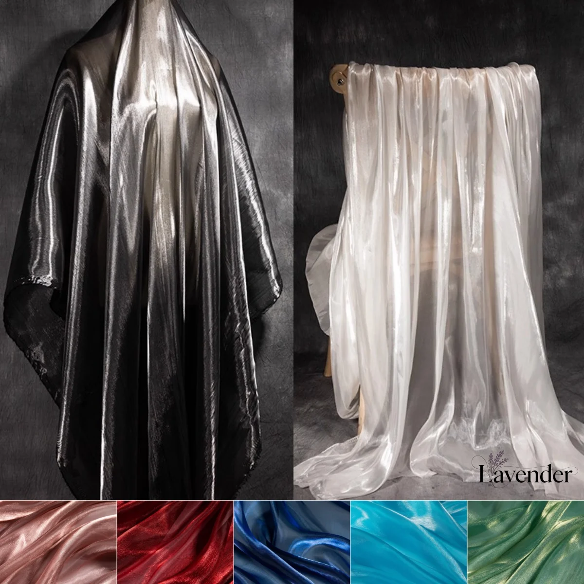 

Eugen yarn glossy mesh DIY doll clothes semi transparent sparkling gradient satin design stage background wedding decoration