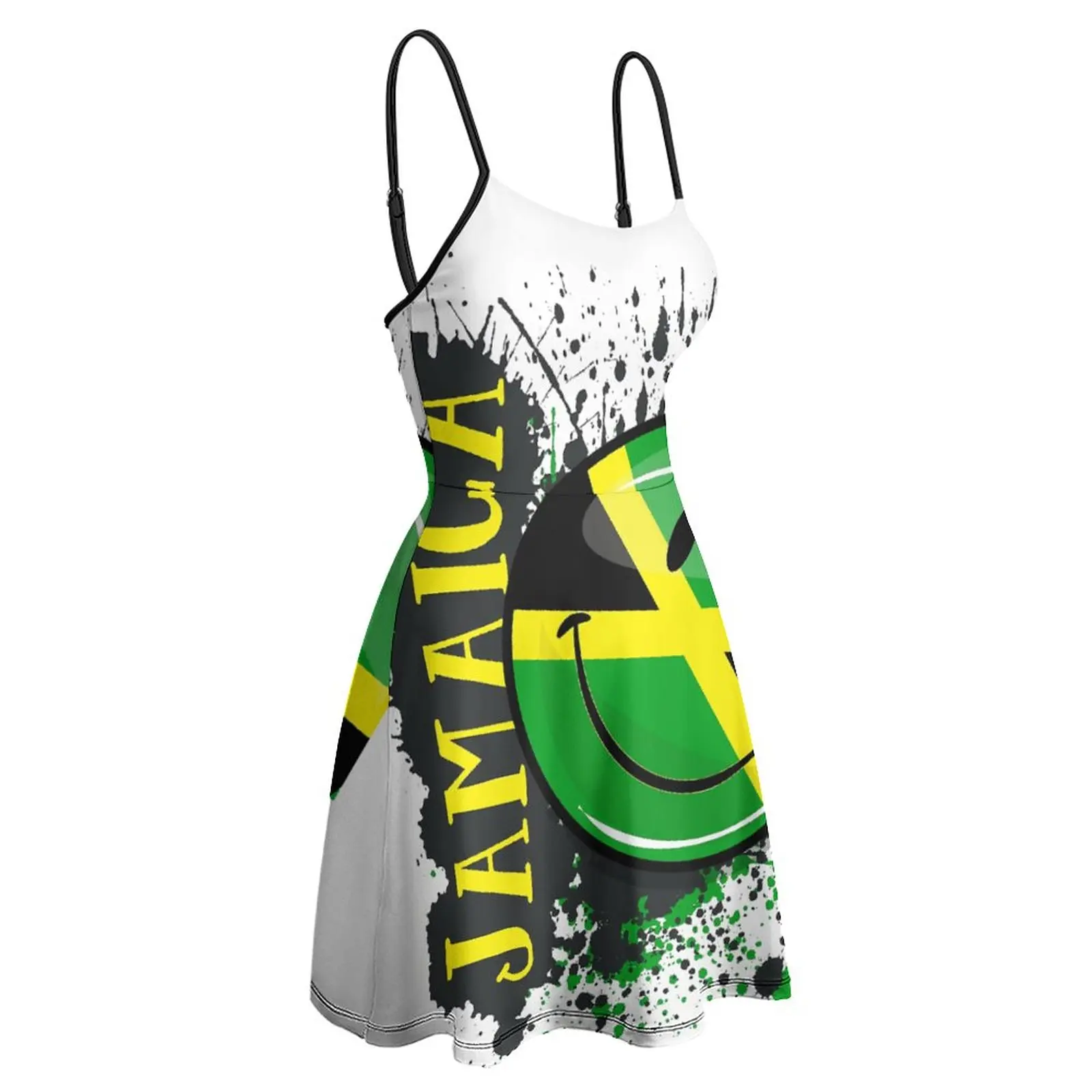 Sexy Woman's Clothing Suspender Dress A Splash of Jamaica Smiling Jamaican Flag Women's Sling Dress Creative Cocktails Humor Gra