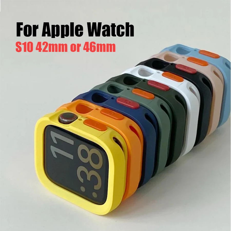 Bumper Soft Silicone Case For Apple Watch 10 9 8 7 6 SE 5 Anti-drop Matte Cover For iwatch 49mm 41mm 42mm 46mm 40mm 44mm 45 mm