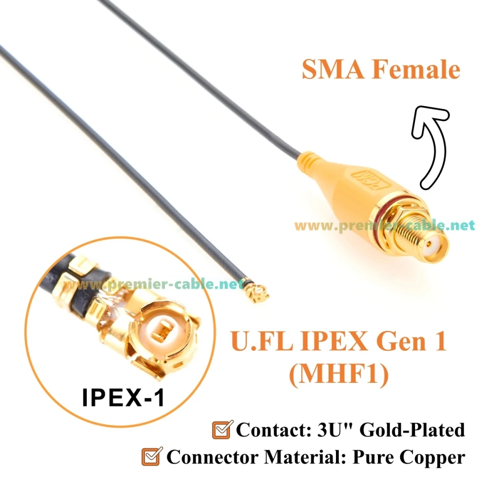 SMA-Buchse auf IPEX MHF1 (U.FL) RG178 Pigtail-Verbindungskabel, Panelmontage, 50 Ohm HF-Koaxial-Verlängerungskabel für Antenne, WLAN-Router – Detail 3