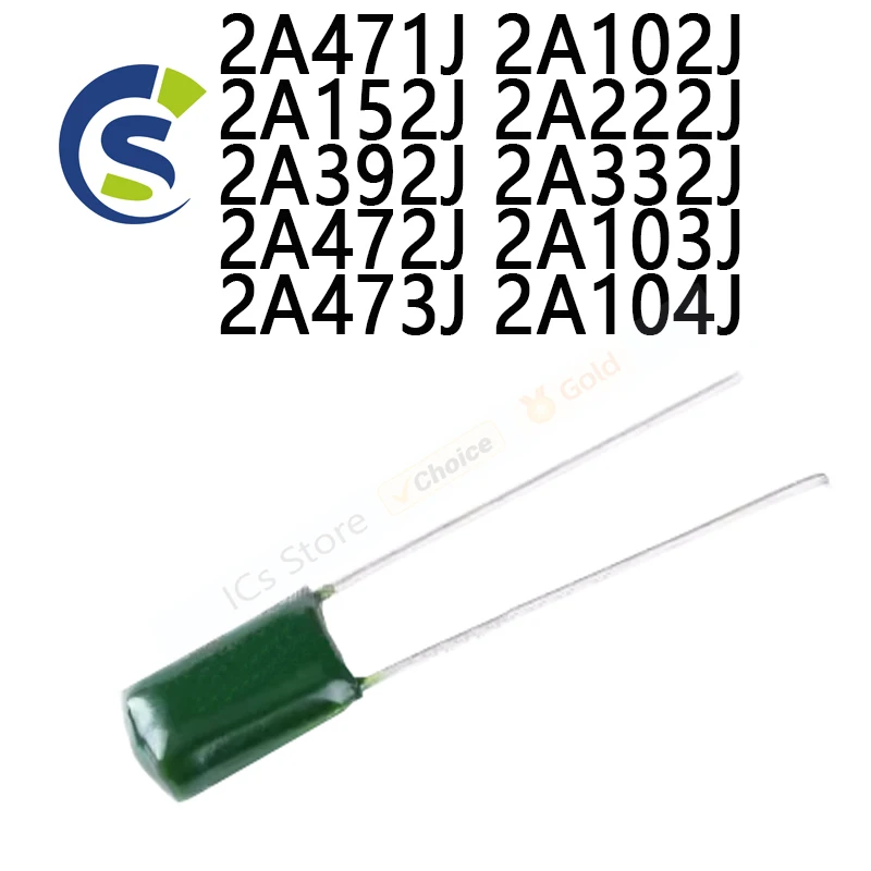 50pcs Polyester film capacitor 100V 1nF 1.5nF 2.2nF 100nF 2A471J 2A102J 2A152J 2A222J 2A392J 2A332J 2A472J 2A103J 2A473J 2A104J