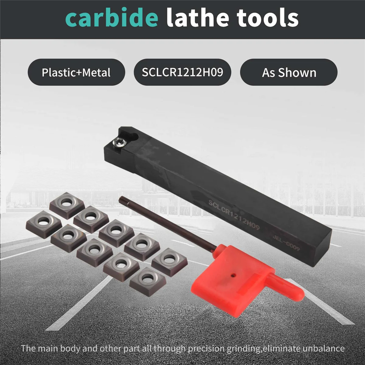 ABFKW SCLCR1212H09 Holder Lathe Tool Cutter With 10pcs CCMT09T304-PM Blades Insert CNC 100mm