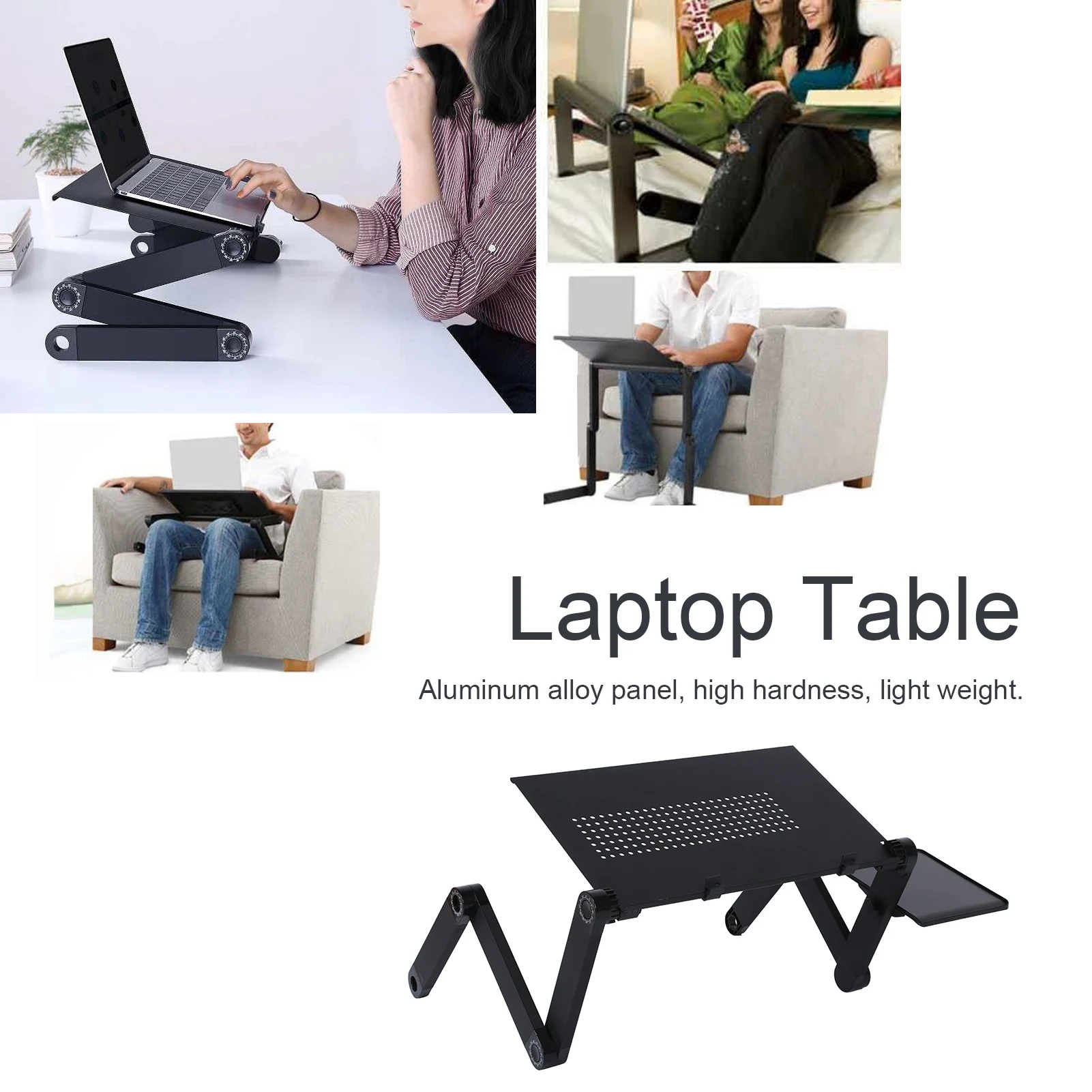 Laptop Desk with Mouse Board Portable Aluminum Alloy Adjustable Folding Computer Stand Notebook Stand