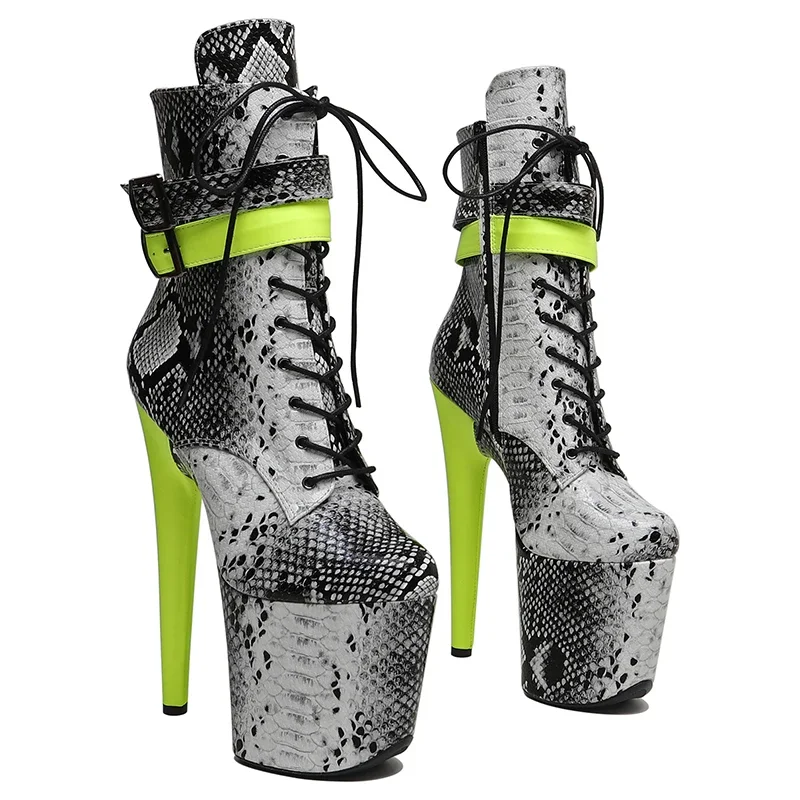 

Leecabe 20CM/8inches Snake PU Upper Fashion trend Belt style platform High Heel party stripper heel Pole Dance boots