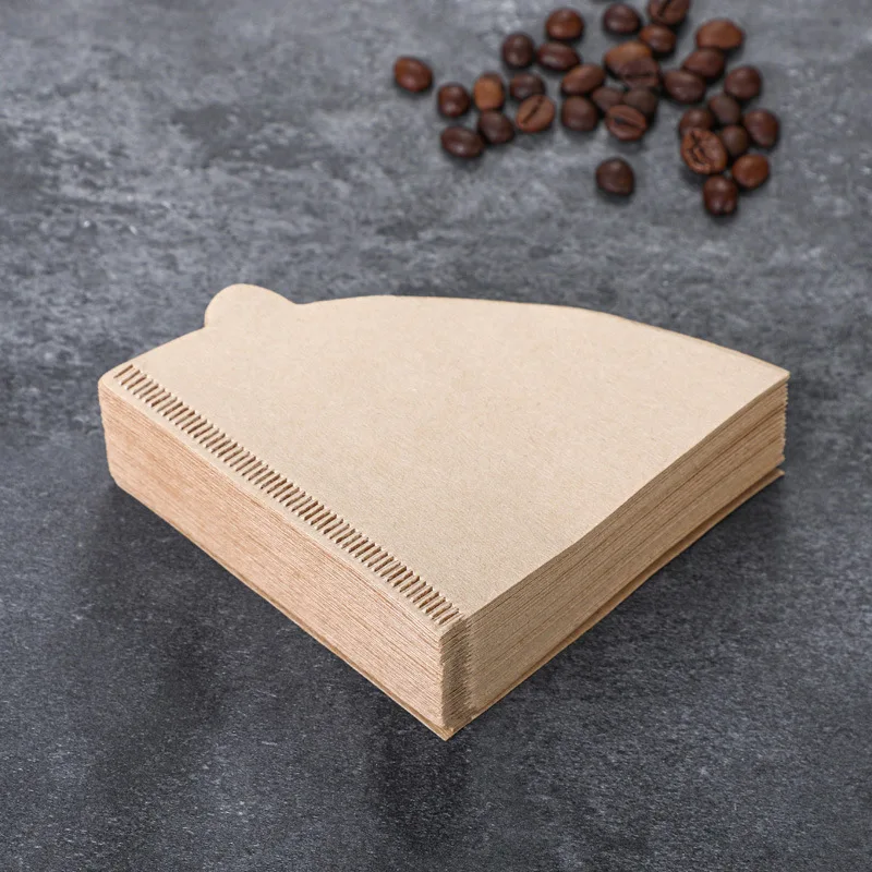 Papel de filtro de café de 100 Uds., café hecho a mano, pulpa de madera cónica especial en forma de V, filtro de goteo extraíble portátil, herramientas de papel para café