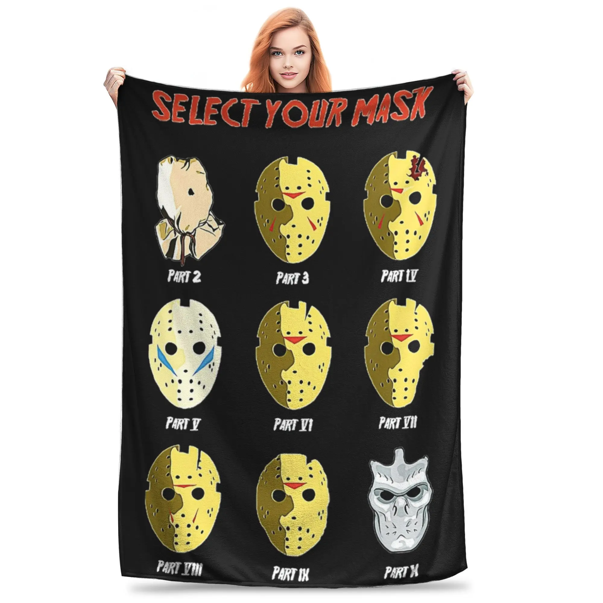 Friday 13th Horror Movie 2024 Blanket Soft Warm Jason Voorhees Throw Blankets for Bed 50x60 Inch Multiple Sizes Plush Thin Quilt