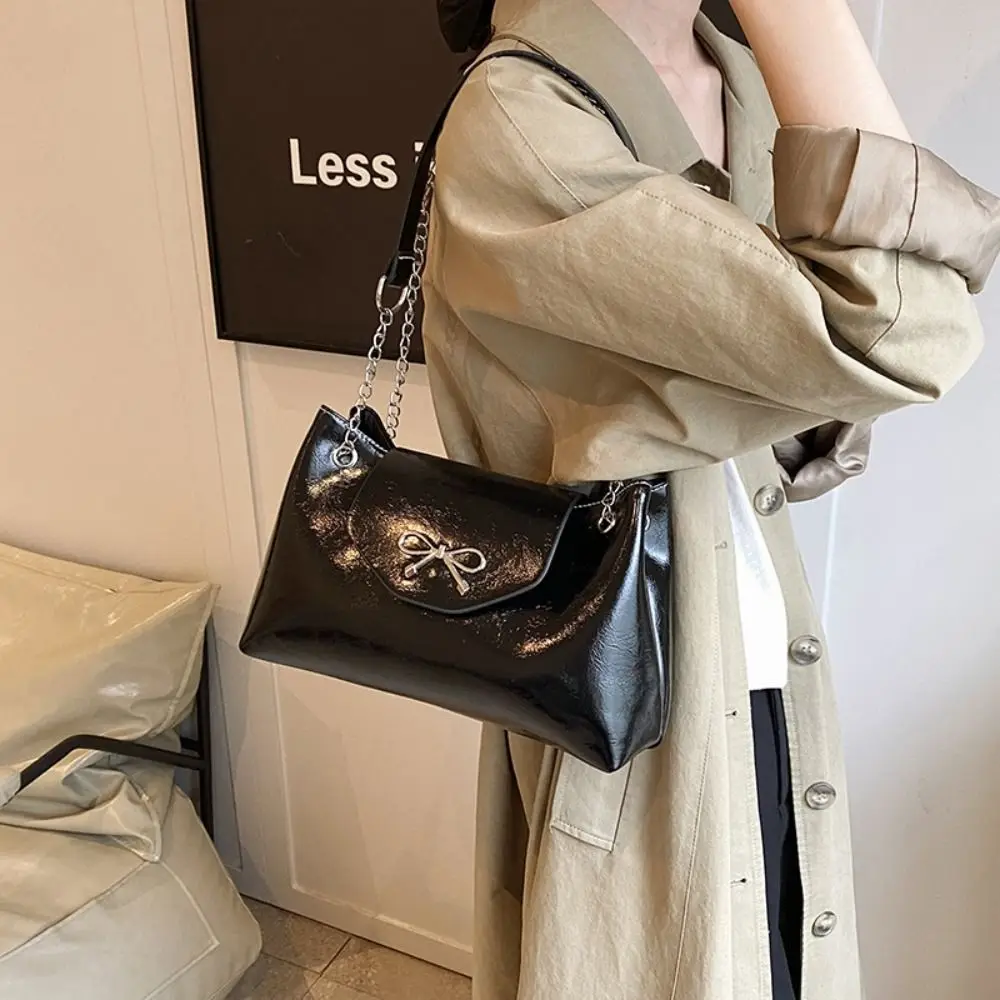 Trendy New Design Bowknot Armpit Bag Solid Color Leather Bow Underarm Bag Luxury Sweet Y2K Crossbody Handbag Women