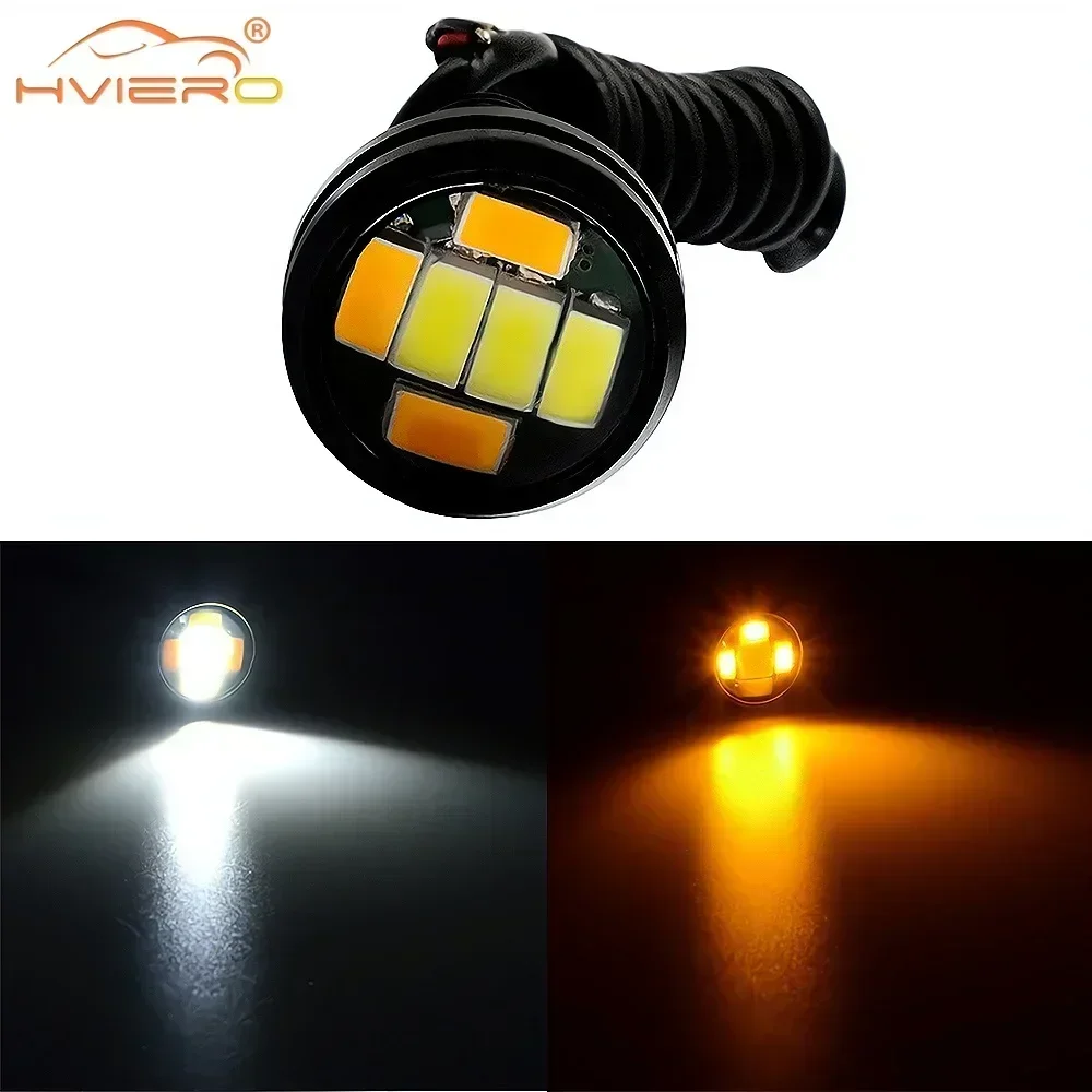 

Car Daytime Running Lights Dual Colors DC 12V 23MM Eagle Eye LED 5730 6SMD Bulbs Reversing Parking Backup Tail Turn Signal Lamp