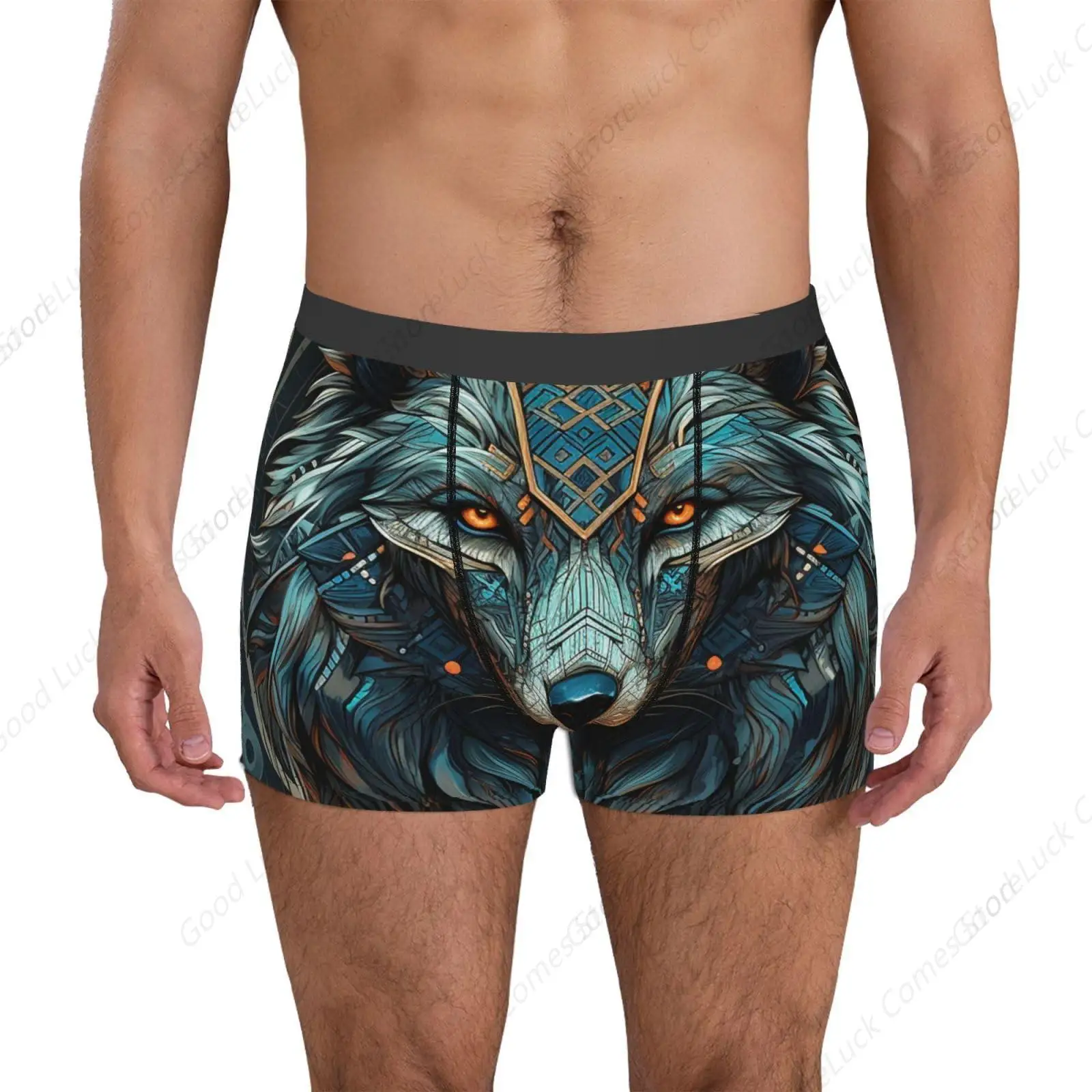Wolf Norse Ancient Runes Cool Men Boxer Briefs Underwear Breathable Stretch Underpants Small Black