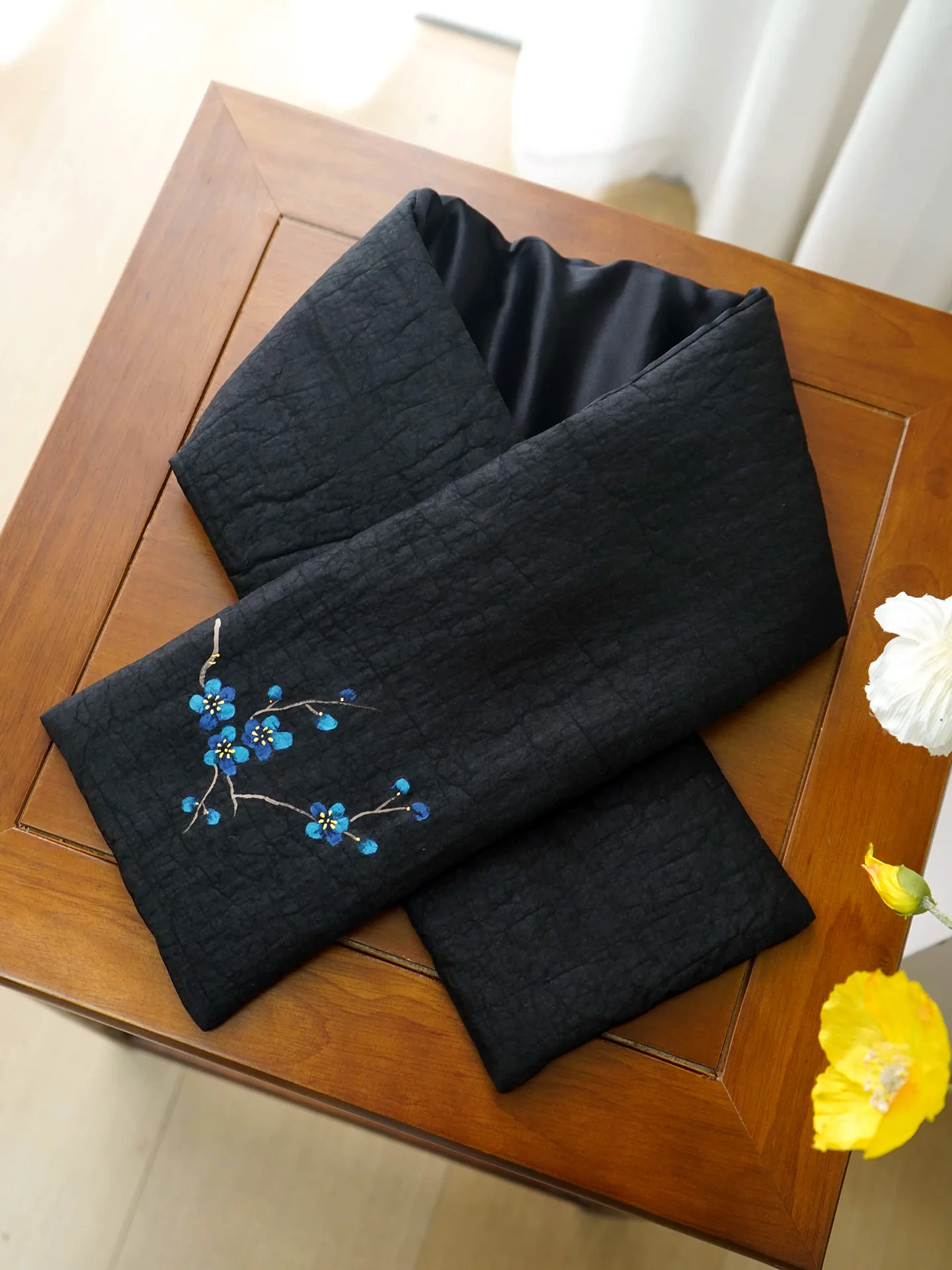 Echarpe-en-soie-huamei-thiened-bla-peinte-a-la-main-en-soie-de-ver-a-vraie-soie-pour-se-rechauffer-le-cou-style-traditionnel-chinois