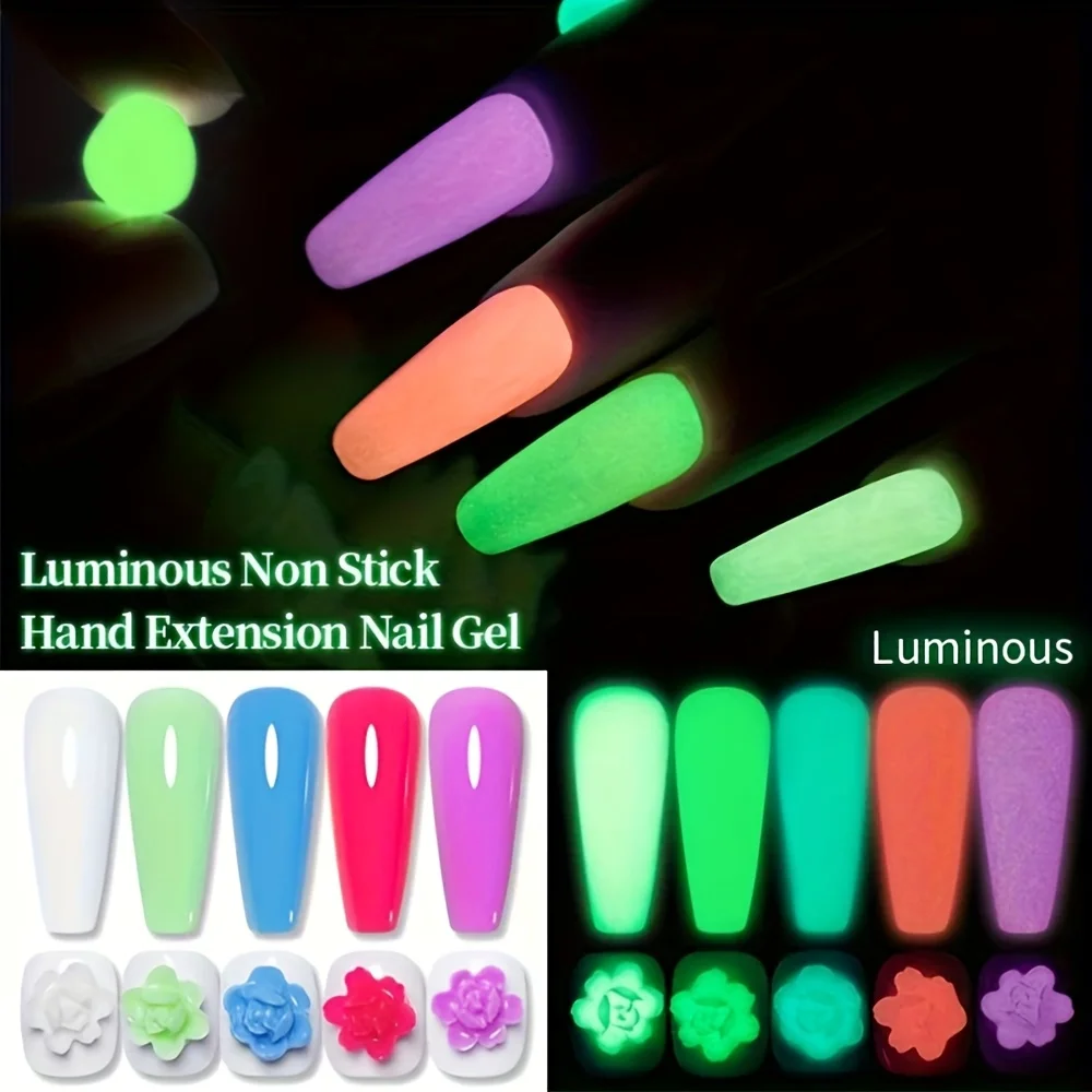 DOULINGDAI Antihaft-Handverlängerungsgel, blau-grüner Glitzer, 3D-Schnitzerei, LED-kompatibel, DIY-Nagelkunst-Design, Nagelkunst-Zubehör