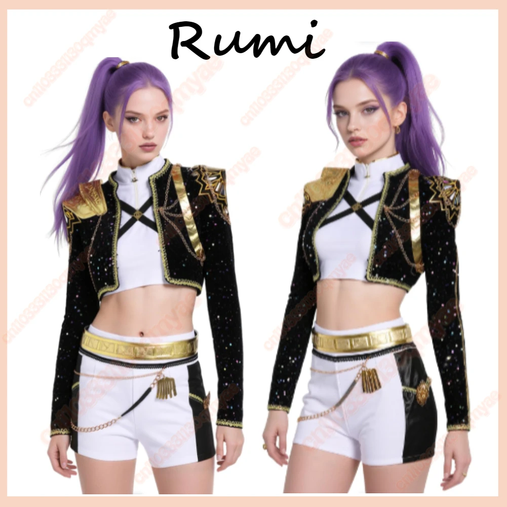 

Kpop Disguise Hunters Rumi Cosplay Costume Adult Women Demons Vest Coat Shorts Chain Belt Outfits Halloween Carnival Party Suit