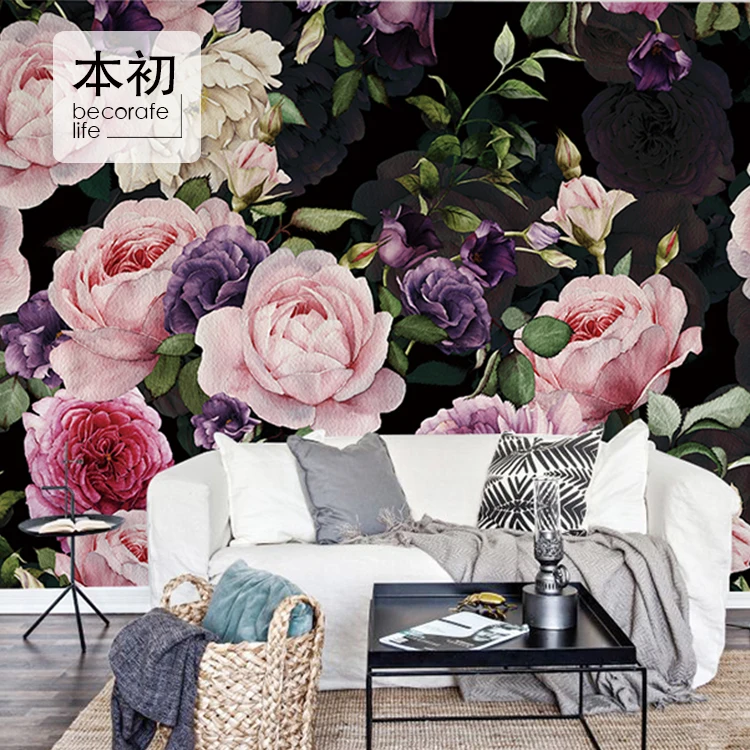 

Пользовательские 3D американские сельские обои с ручной росписью, теплая свадебная комната, ТВ-фон, настенная живопись, европейский цветок, фреска для спальни 8d