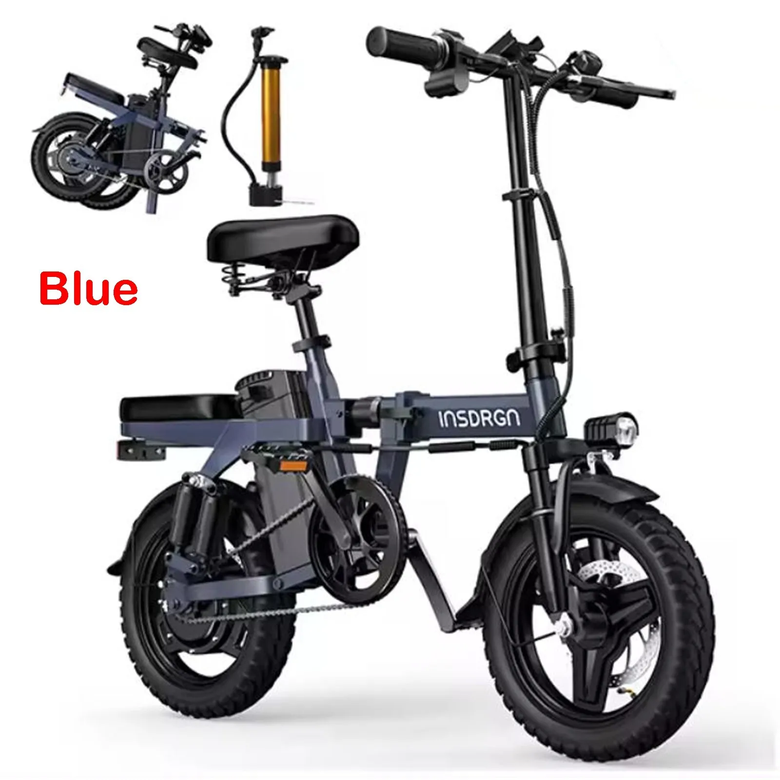 Adults & Teens Electric Bike, 14" Foldable City Commuter Dual Suspension E-Bike image 3