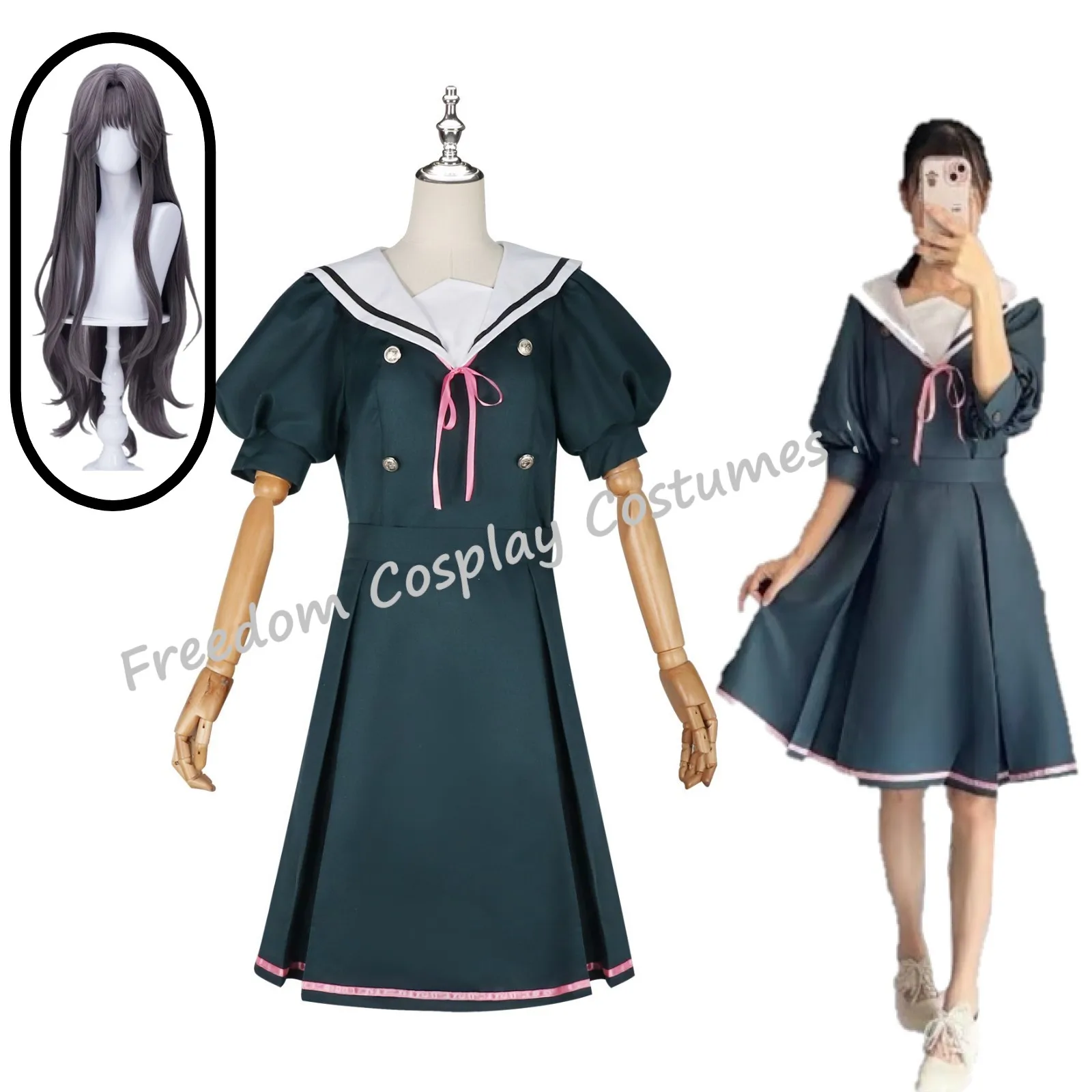 

AnimeThe Fragrant Flower Blooms With Dignity Waguri Kaoruko Cosplay Costume Wig School Uniform JK Top skirt Hallowmas Women suit