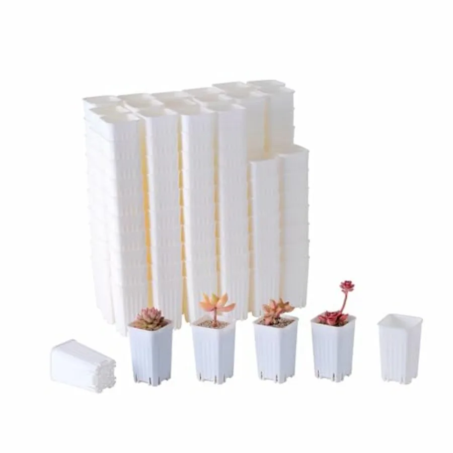

180 Pack 1.95 Inch Tiny Plastic Square Nursery and Seedling Pot, Mini Deep Transplant Seed Starter Planter with Drain Hole for