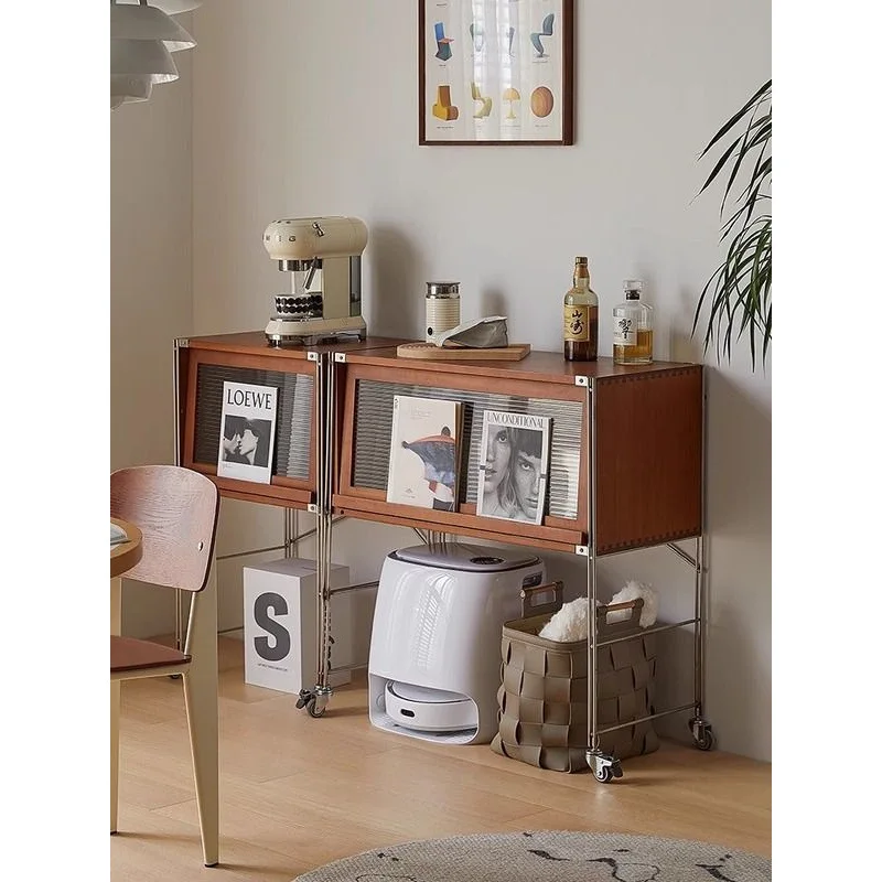 Medieval de madeira maciça varrendo robô prateleira armário móvel retro sala estar estante armário lateral