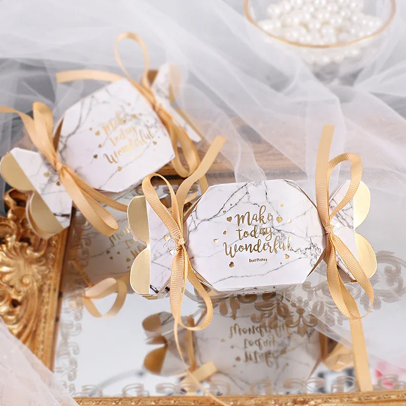 

Wedding Favors For Guests In Bulk Navy Blue Marble Gift Box Bonbonniere Candy Treats Party Decorations With Ribbon
