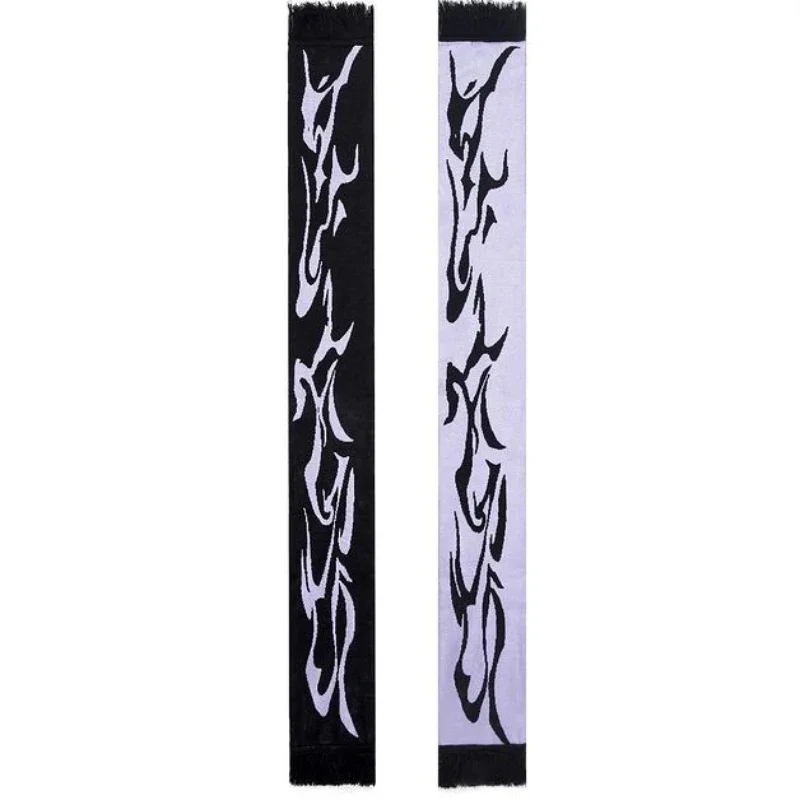 Autumn and Winter New Dark Flame Element Double sided Jacquard Hip Hop Fashion Street Style Multi functional Knitted Scarf