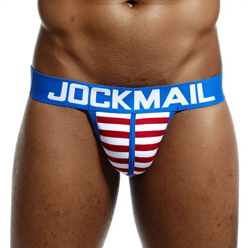 JOCKMAIL Men\'s Underwear Men Sexy Briefs Jockstrap Pouch Cuecas Man Cotton Panties Thongs stripe Underpant Gay Slip Homme Srting