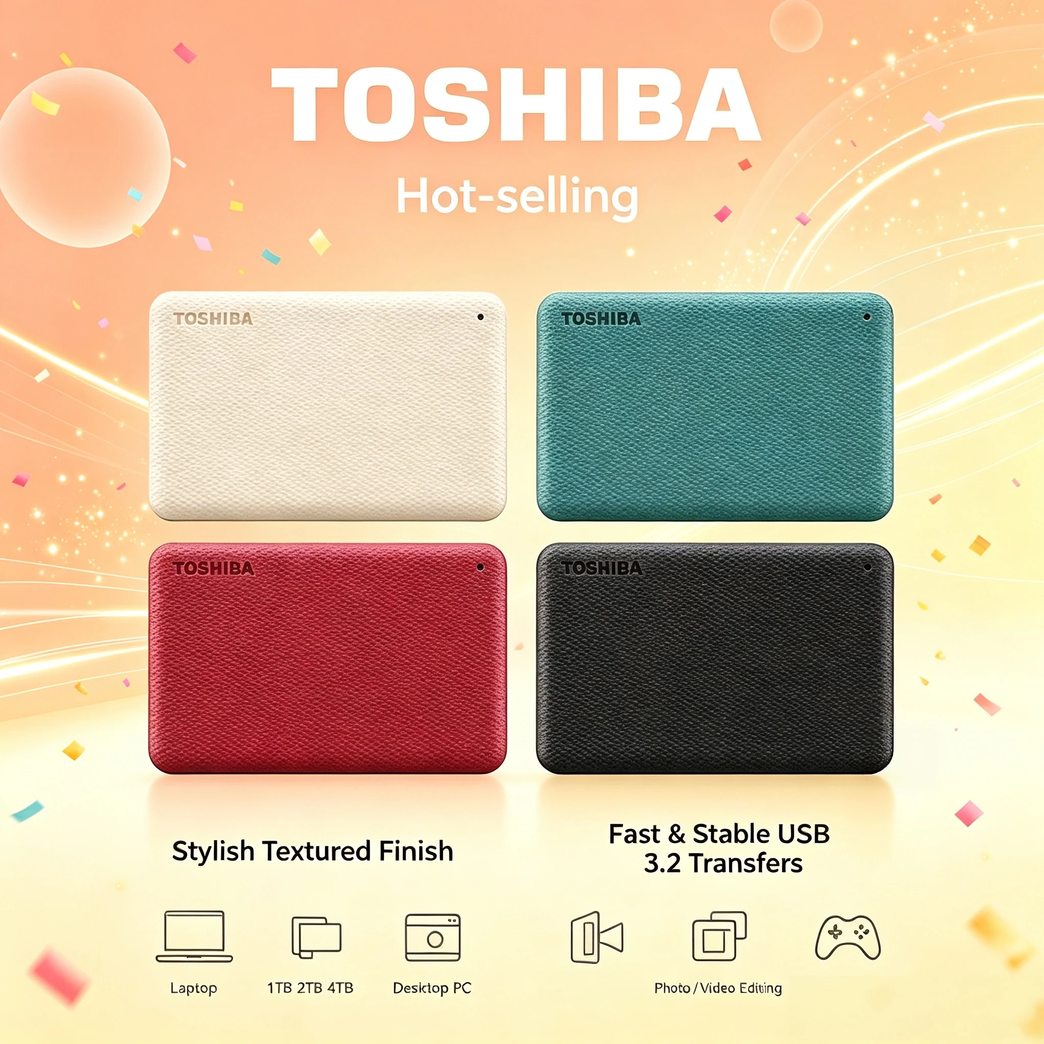 NEW Toshiba Canvio V10 Portable External HDD 4TB 2TB 1TB USB 30 25 Inch Hard Drive for Computer Laptop Storage Max System Use