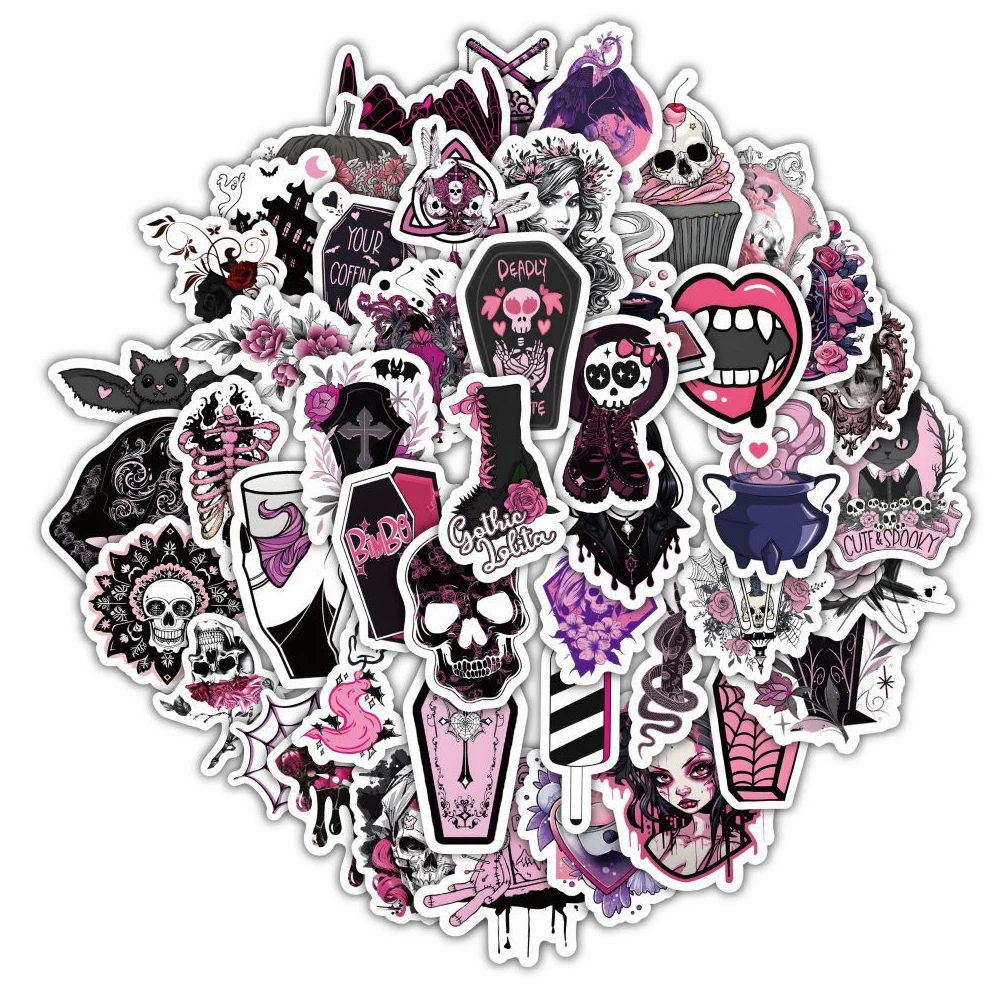 

10/30/50pcs Gothic Style Magic Witch Cartoon Stickers Decals Cool Graffiti Skateboard Laptop Luggage Waterproof Sticker Packs