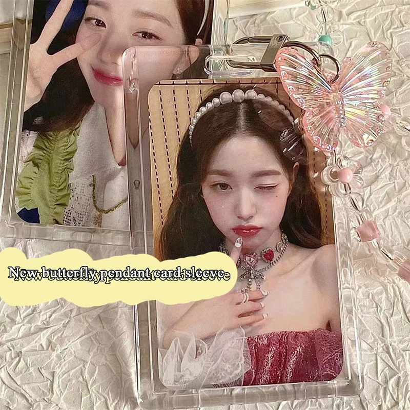 INS 3 Inch Photocard Holder Crystal Butterfly Acrylic Transparent Photo Protector Holder Card Idol Photo Sleeves Stationery