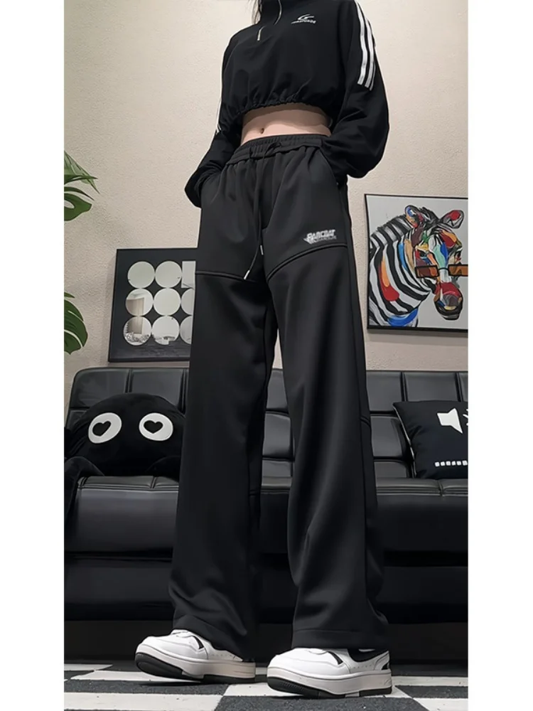 

Мужские повседневные брюки прямого кроя в американском стиле, весенне-осенние, плотные, свободные, широкие, струящиеся, в пол