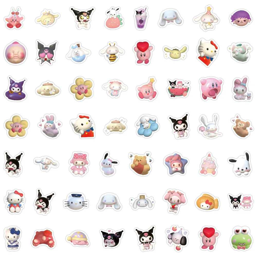 50/100pcs 3D Stereoscopic Sanrio Stickers Cute DIY Decorative Waterproof Anime Stickers Kuromi My Melody kawai Phone Case