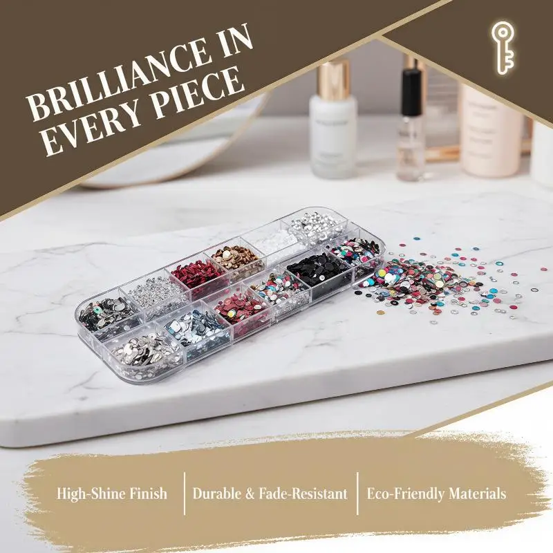 3D Floral Polka Dot Nail Art Sequins 1 Box 6/12 Grids Shiny Spliced Glitter Flakes for Professional Manicure Decor