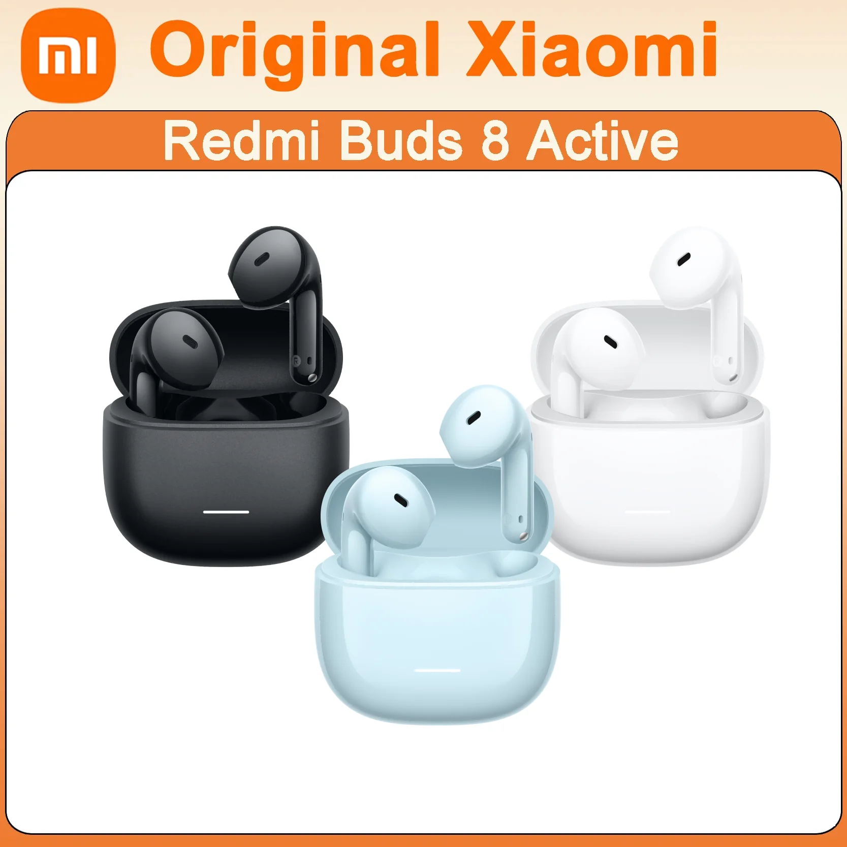 オリジナルxiaomi-redmi-buds-8-active-aiノイズキャンセリング、低遅延、風ノイズ除去、ipx4防水イヤホン