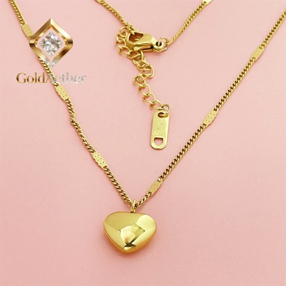 

Золотое колье-подвеска GoldAether Luxury 24K 9999 из чистого золота для женщин, на ключицу, с символом любви