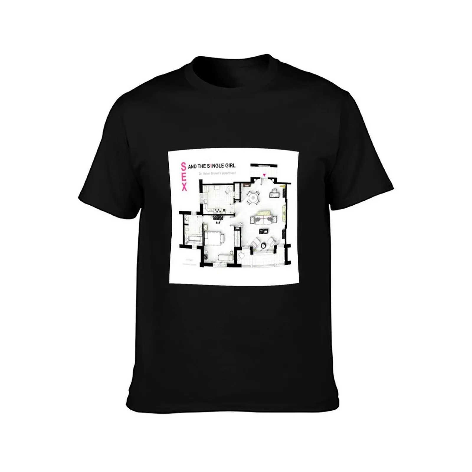 Floorplan of Dr. Brown's apartment from SEX AND THE SINGLE GIRL T-Shirt cheap stuff cute clothes mens clothing