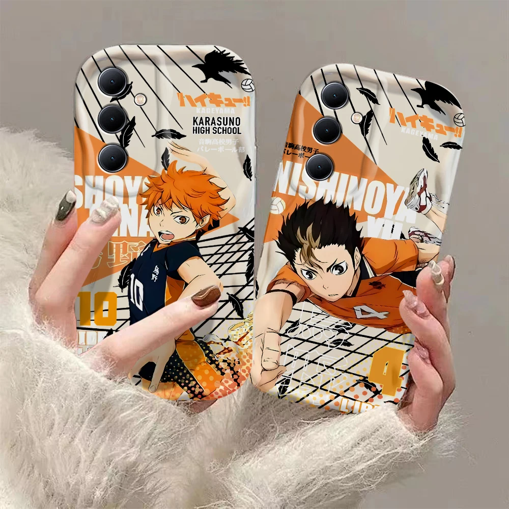 Anime Volleyball Boy Haikyuu 3D Wave Phone Case For OPPO Reno 11 F 8 T 7 Z 6 5 4 Pro F23 F11 F9 4G 5G Soft Silicone Back Cover