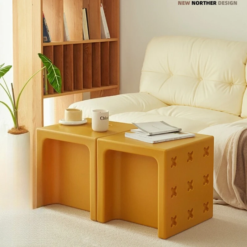 Minimalist Multi-Functional Plastic Stool Home Living Room Entry Shoe Bench Modular Sofa Side Table Bedroom Storage Organizer
