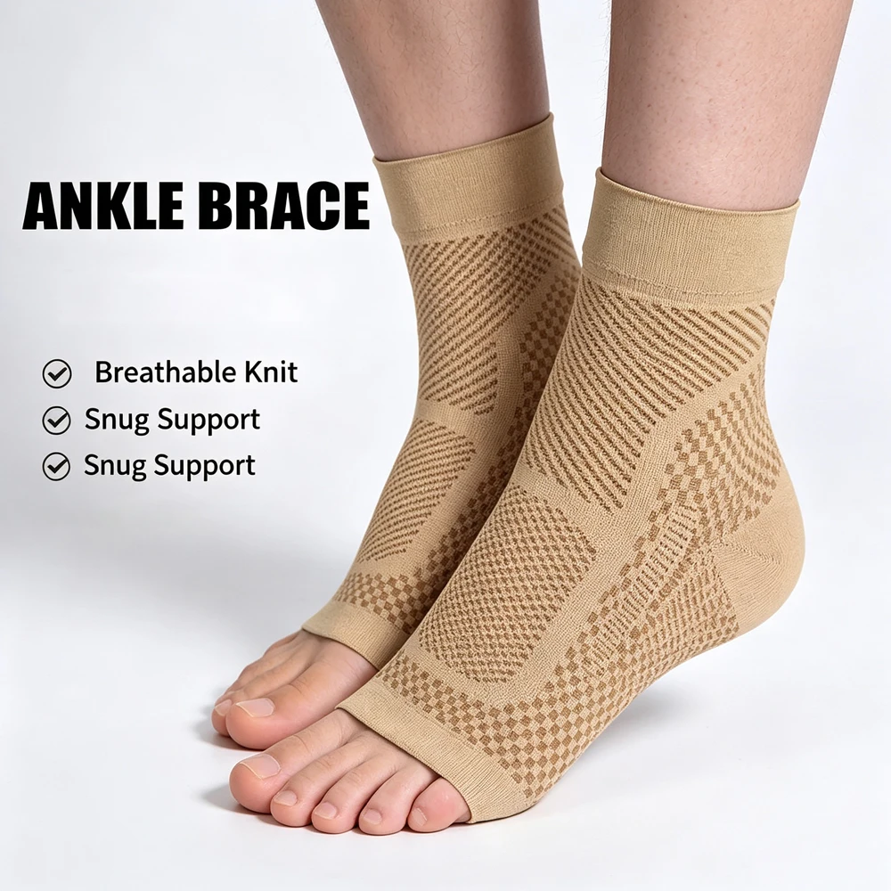 Ankle Compression Sleeve Plantar Fasciitis Brace, Open Toe Sock for Swelling Sprain Neuropathy,Foot Arch Support for Men & Women image 4