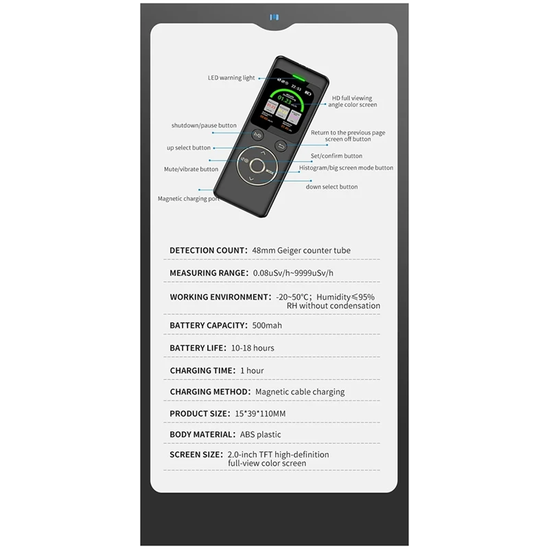 Waterproof Nuclear Radiation Detector Geiger Counter High Precision X-Ray Beta Gamma Radioactivity Tester Dosimeter