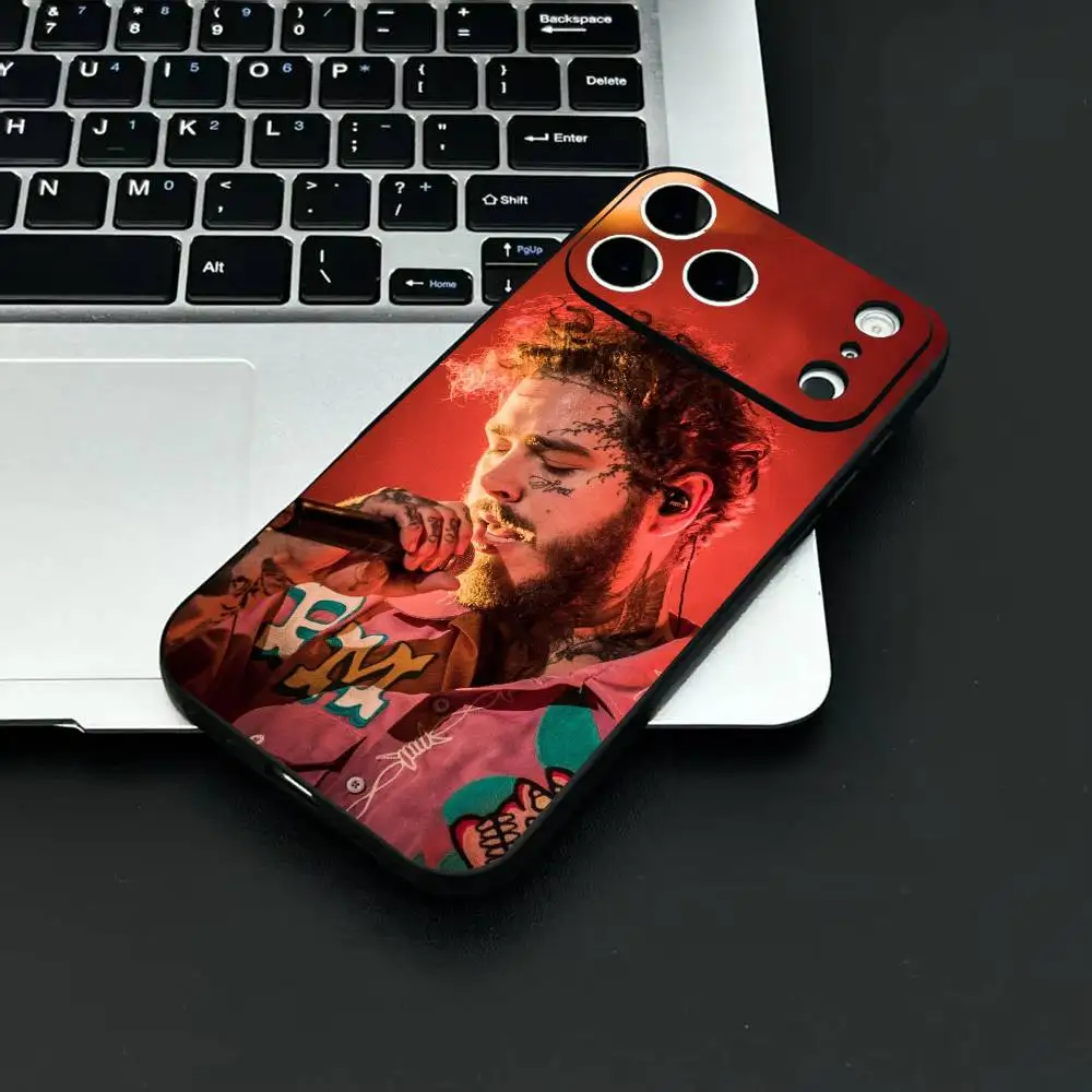 P-Post Singer M-Malones Phone Case Fashion Black Frosted TPU Phone Case For IPhone 12-17. UV Spray Painted Design, Anti-fall Dai #2