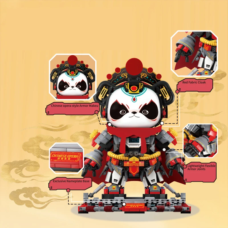 Mecha Animal Building Block Robot Mech Model Chinese Opera Panda Steam Construction Brick Toy Model Collection For Kids Gift