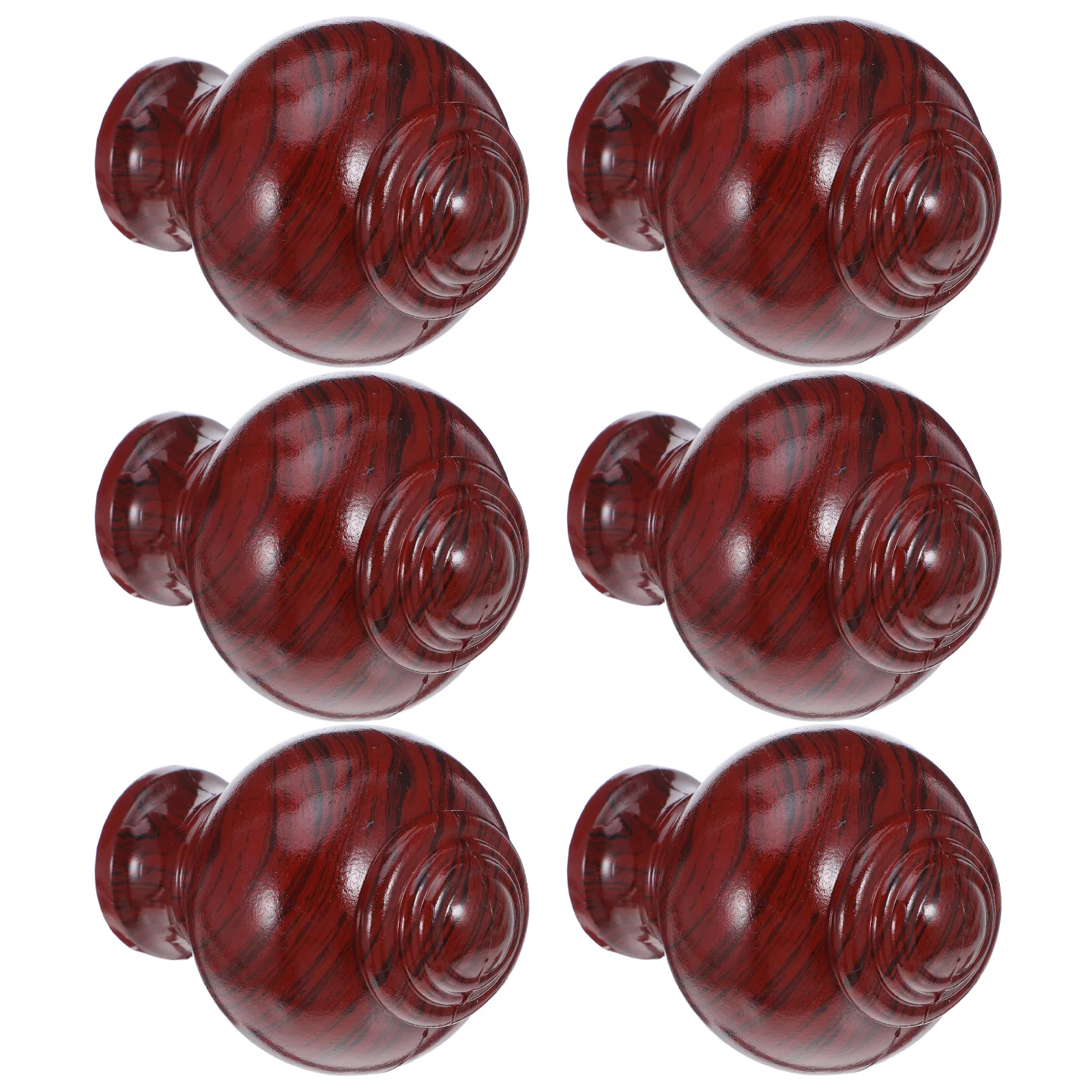 

6pcs Curtain Rod Finials Wood Grain Decorative End Caps For Window Drapery Poles Easy Installation Smooth Edges Home