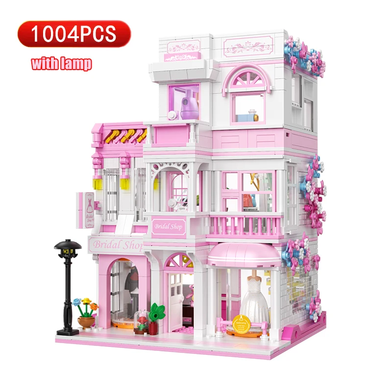 ZHE GAO Mini City Street View Bridal Shop Building Blocks Model Friends Children Construction Toy Brick Set Girl Birthday Gift