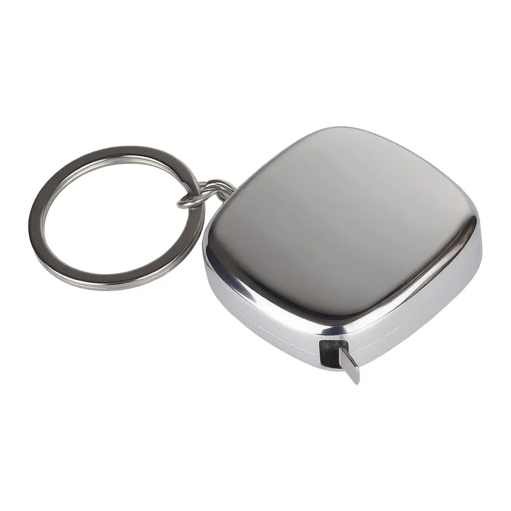 Keychain Tape Measure 2m, Stainless Steel Retractable Ruler With Clear Scale For Pocket Travel Daily Use Silver