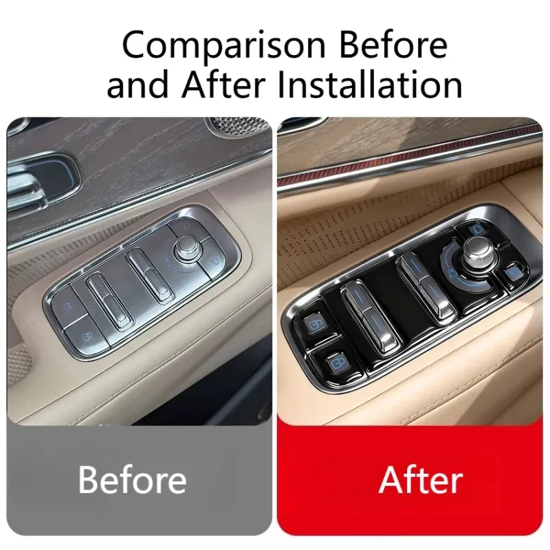 Anti Scratch Dustproof Precise Fit Interior Mod Parts For ZEEKR 8X Window Control Panel Button Sticker Black Style Drip Decal 3