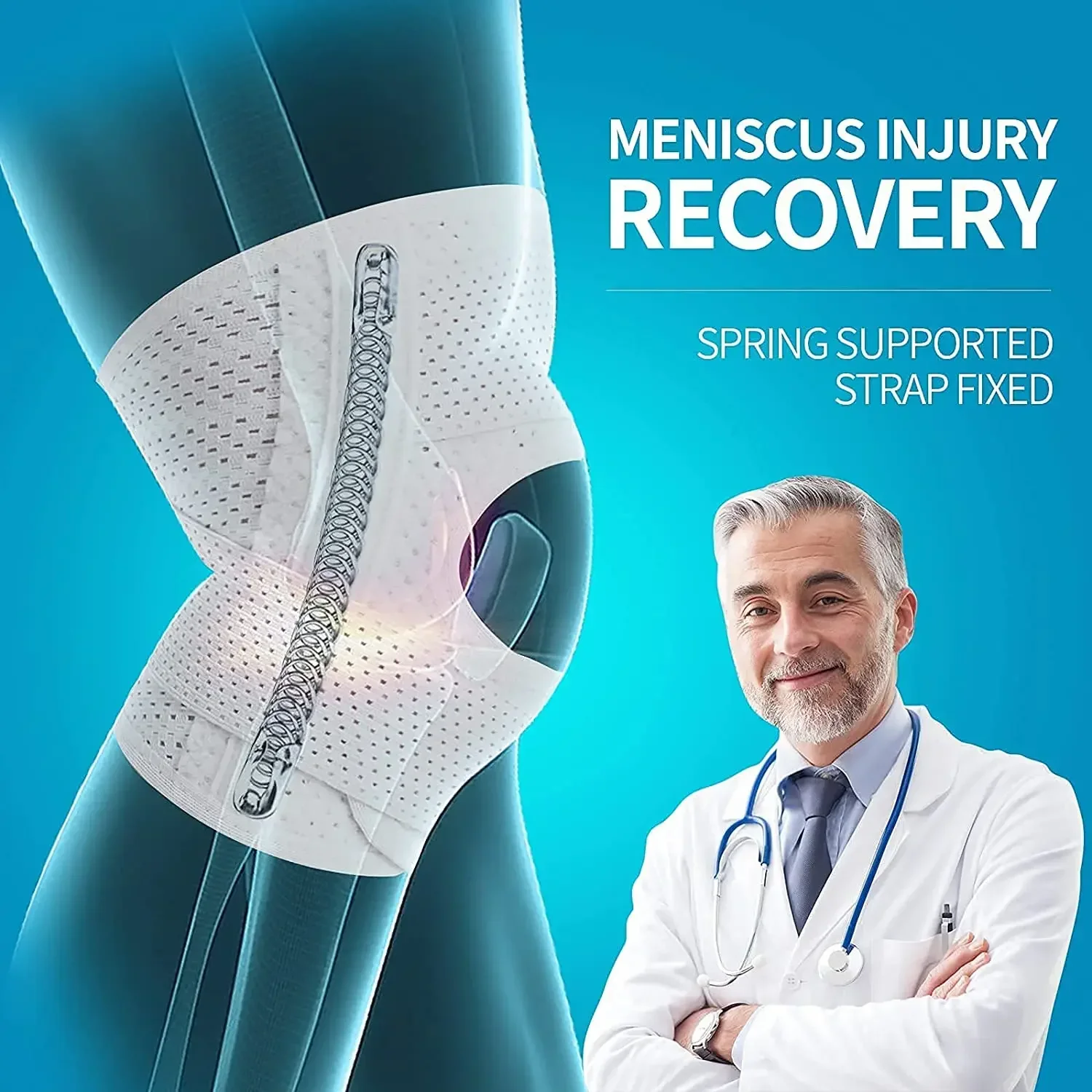 1pcs Knee Brace with Side Stabilizers,Adjustable Knee Support with Meniscus Pad& Patella Gel Pad for Meniscus Tear Knee Pain