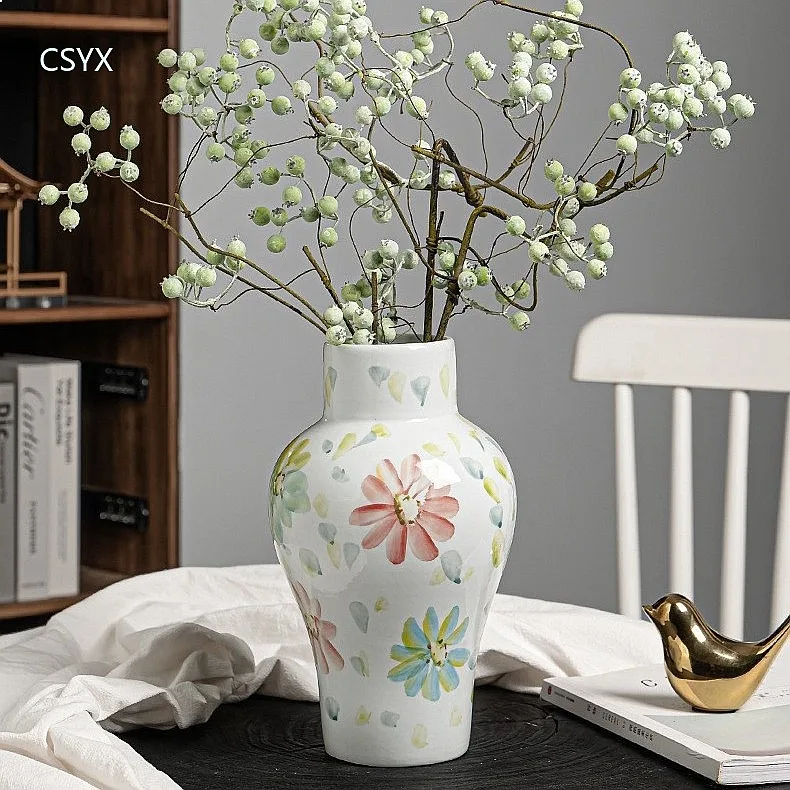 Hand Painted Underglaze Ceramic Vase Jingdezhen Colorful Floral New Chinese Home Decor