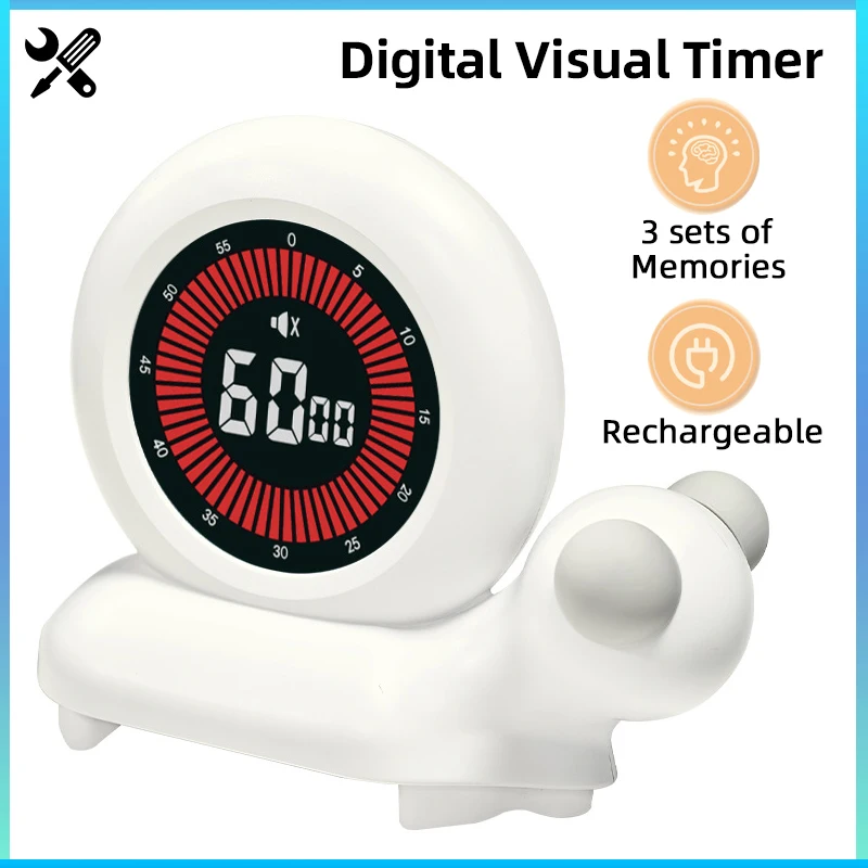 Creative Rotary Timer Visual Analog Timer Rechargeable 60 Minutes Countdown Kids Study Silent Timer for Cooking Shower Study