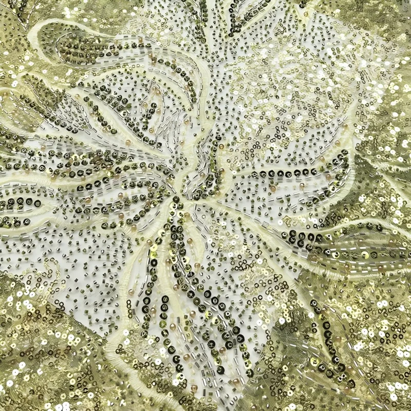 

Luxury African Beaded Lace Fabric 2025 High Quality French Tulle Lace Fabric Sequins Dubai Lace Fabrics For Wedding Dress Sewing